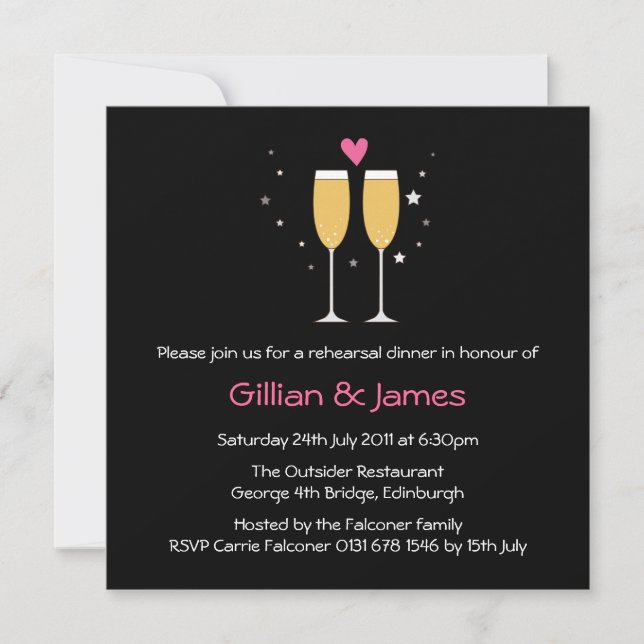 Champagne Toast Rehearsal Dinner Invitation (Front)