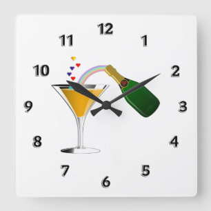 Champagne Toast Square Wall Clock