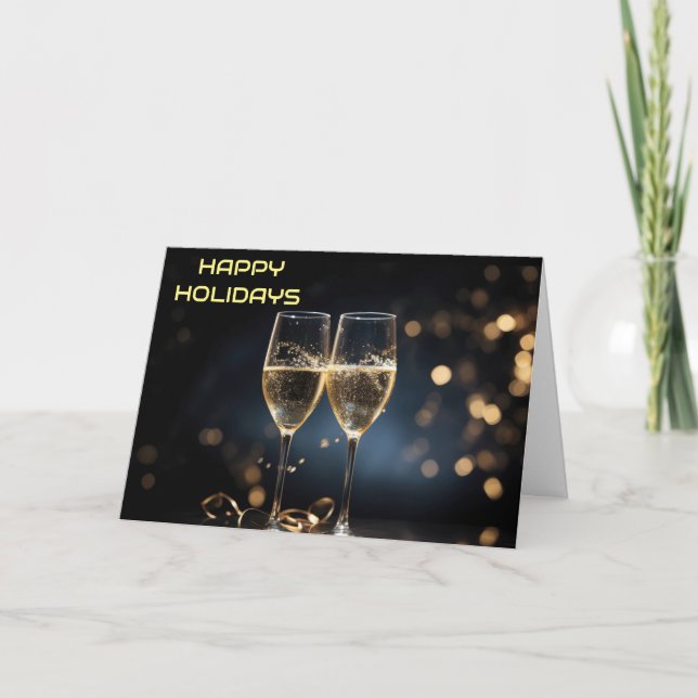 CHAMPAGNE TOAST TO A HAPPY CHRISTMAS HOLIDAY CARD (Front)