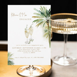 Champagne Toast Tropical Engagement Party Invitation