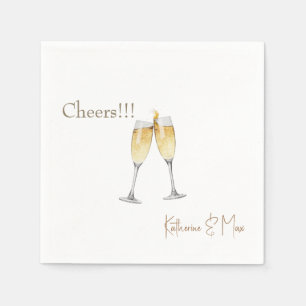 Champagne Toast Wedding Personalized Cocktail Napkin