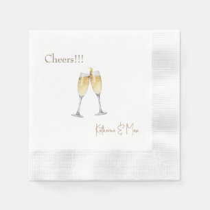 Champagne Toast Wedding Personalized Coined Napkin