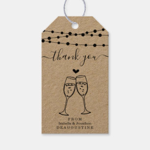 Champagne Toast Wedding Thank You - Rustic Kraft Gift Tags