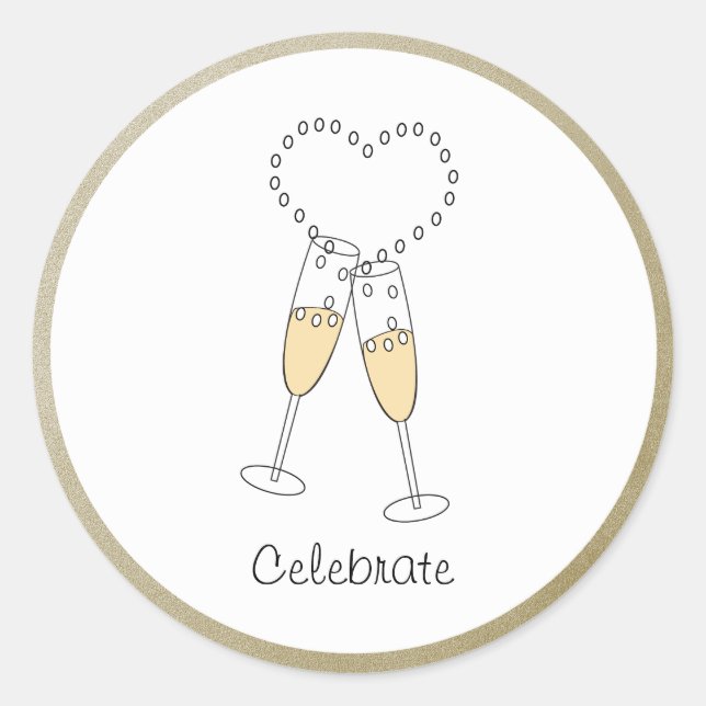 Champagne Toast with Heart Sticker (Front)