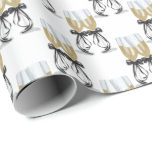 champagne toast with ribbon wrapping paper