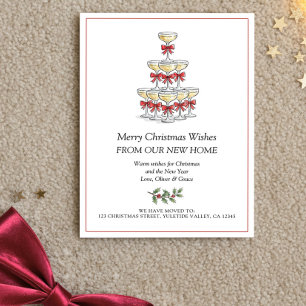Champagne Tower Bows Christmas New Home Holiday Announcement