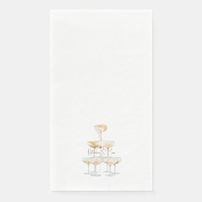 Champagne Tower Custom Names Wedding II Napkin (Front)