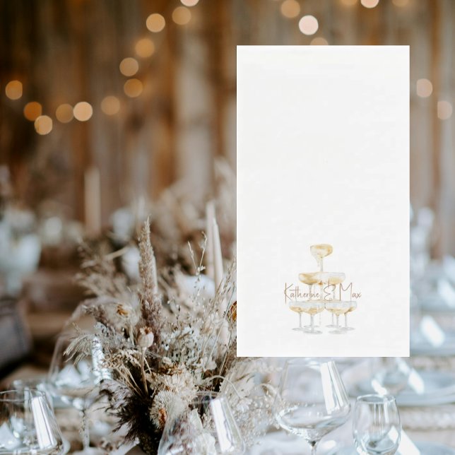 Champagne Tower Custom Names Wedding III Napkin (Creator Uploaded)