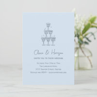 Champagne Tower Doodle Cool Blue Wedding