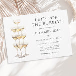 Champagne Tower Elegant 40th Birthday Party Invitation<br><div class="desc">What do you do when you are about to celebrate a 40th birthday? This significant milestone can be turned into a simple and elegant evening filled with good food, great friends, and delicious champagne! You've earned the right to be giddy from all of the brilliant banter and bubbly that you...</div>