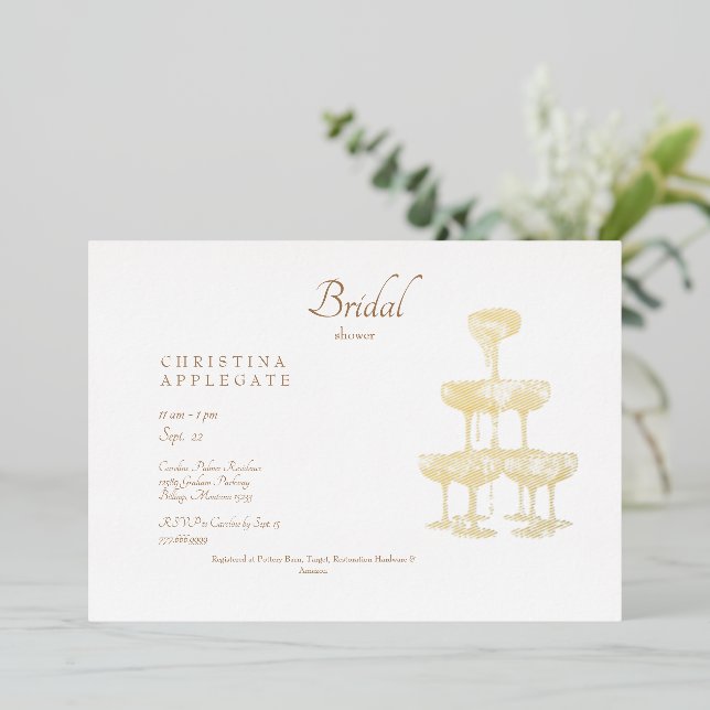 Champagne Tower Gold Text Bridal Shower Gold (Standing Front)