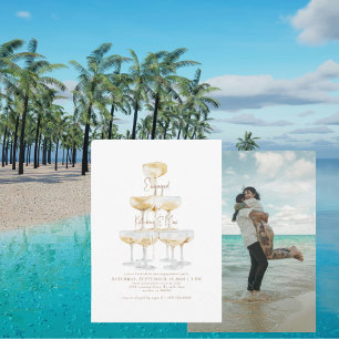 Champagne Tower Gold Text Engagement Party II Invi Invitation
