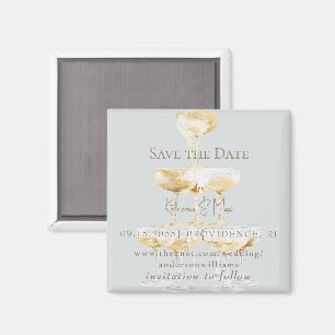 Champagne Tower Icy Blue Wedding Save the Date II Magnet