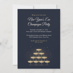 Champagne Tower New Years Eve Party Invitation