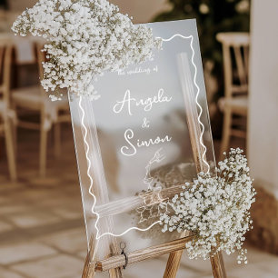 Champagne Tower Wavy  Acrylic Wedding Welcome Sign