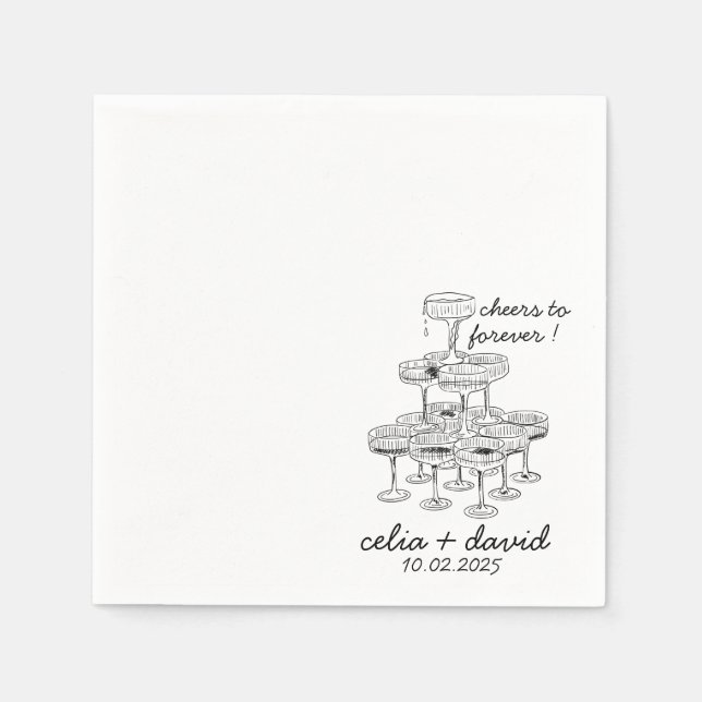 Champagne Tower Wedding Napkin (Front)