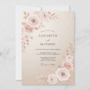 Champagne Vintage Botanical Wedding Invitation