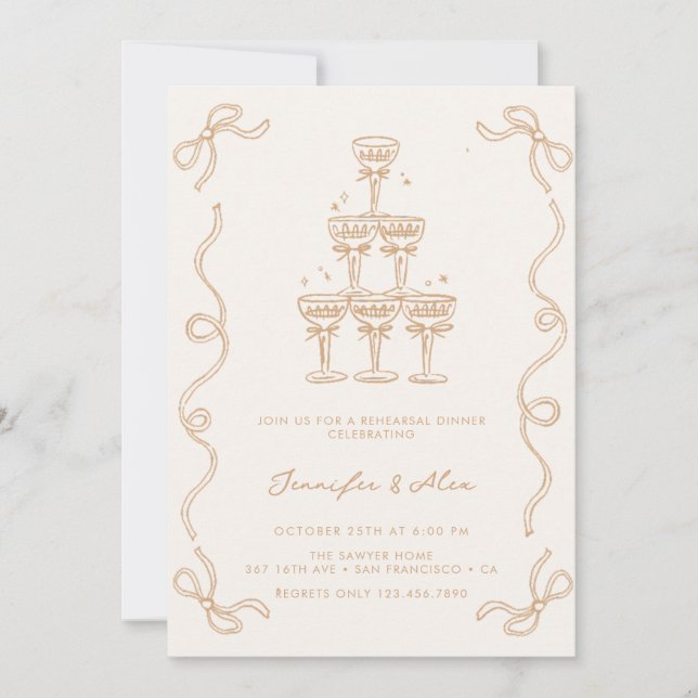 Champagne Wedding | Rehearsal Dinner Invitation (Front)