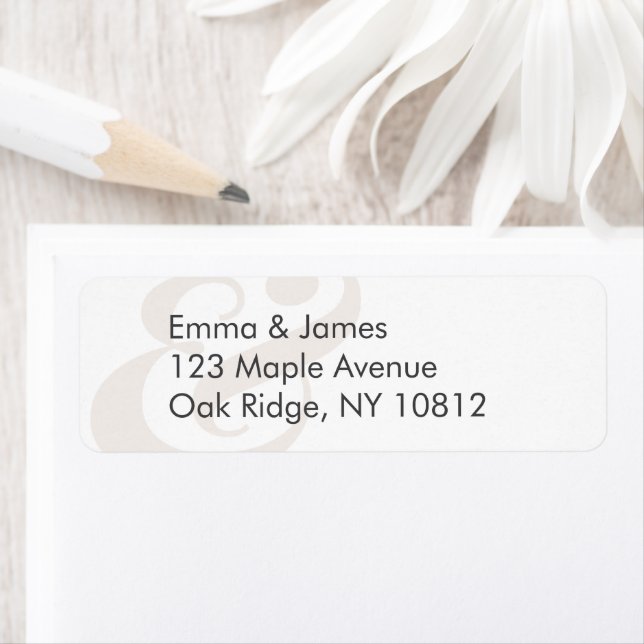 Champagne Wedding Return Address Label | Centred (Insitu)