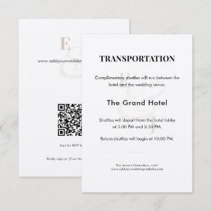 Champagne Wedding Transportation Details Card QR