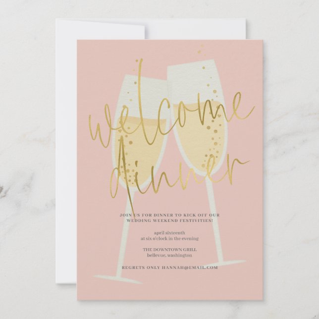 Champagne Welcome Dinner Invitation (Front)