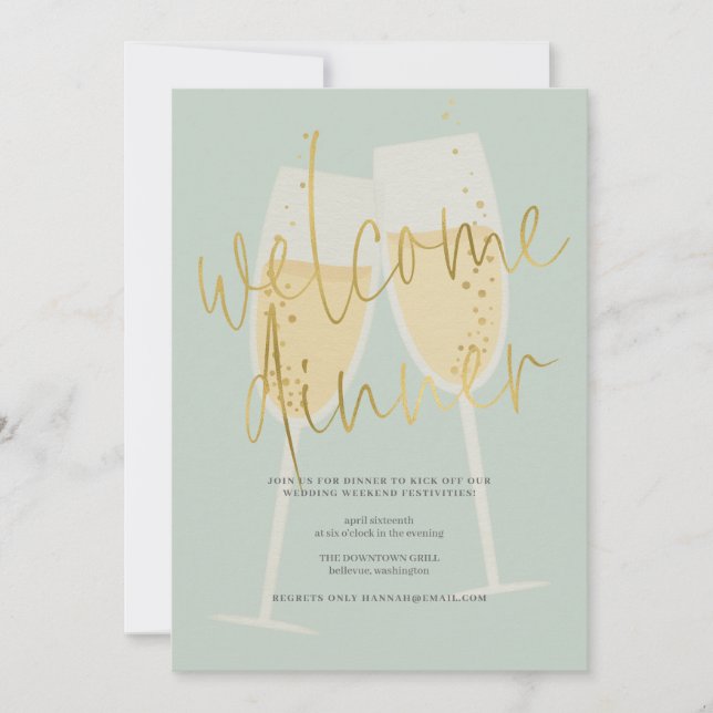 Champagne Welcome Dinner Invitation (Front)