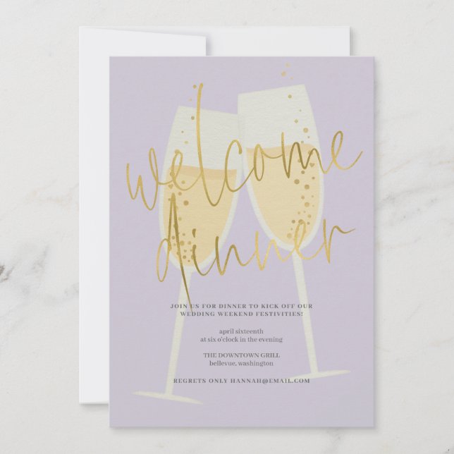 Champagne Welcome Dinner Invitation (Front)