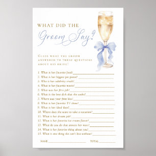 Champagne What Did the Groom Say Game Digital Poster
