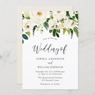 Champagne White Blooming Flowers Wedding Invitation