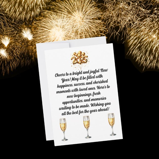 Champagne White & Gold New Year's Greeting Holiday (The perfect greeting for the perfect person!)