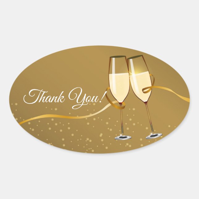 Champagne,  wine, adult party, thank you stickers (Front)