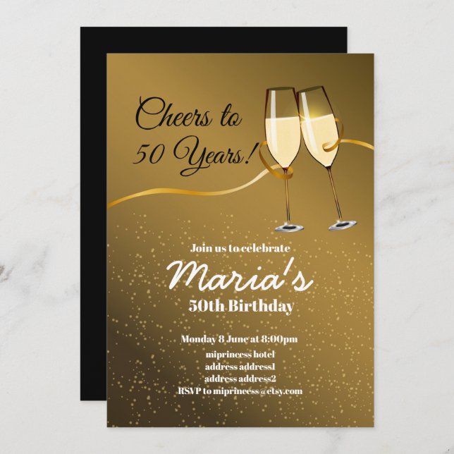 Champagne, wine invitation, cheers to! invitation (Front/Back)