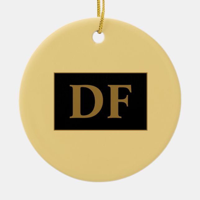 Champagne With Gold Initials Ceramic Ornament (Front)