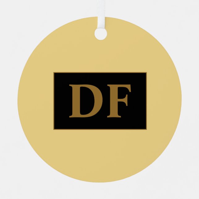 Champagne With Gold Initials Metal Ornament (Front)