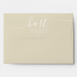 Champagne with White Script Return Address Envelope