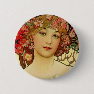Champagne Woman 1897 - F. Champenois Imprimeur 6 Cm Round Badge