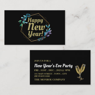Champagne & Wreath, New Year's Eve Party Invite