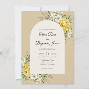 Champagne Yellow Wildflower Wedding Invitation