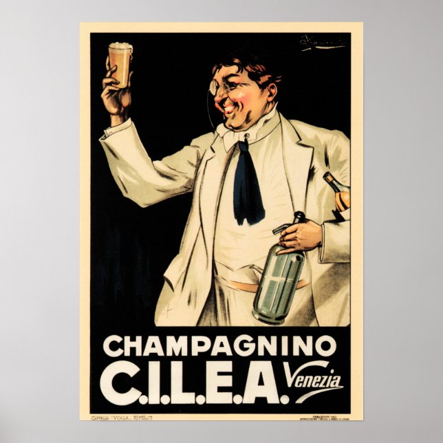 CHAMPAGNINO CILEA Venice Italian Wine Liquor Ad Poster (Front)