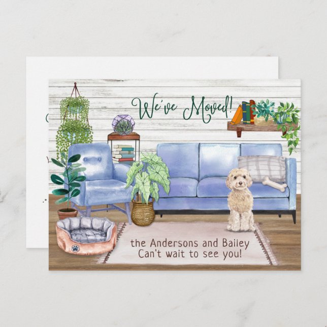 Champaign Cockapoo Cosy New Home Moving       Announcement Postcard (Front/Back)