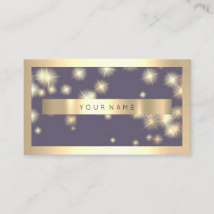 Champaign Gold Frame Blue Smoky Gold Stars Business Card