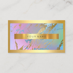Champaign Gold Frame Metallic Bright Pink Marble Business Card