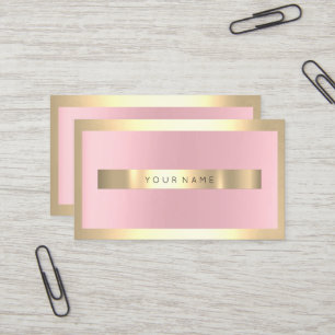 Champaign Gold Frame Metallic Sparkly Pink Blush Business Card