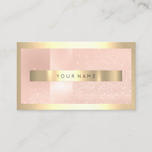 Champaign Gold Frame Metallic Sparkly Skinny Blush Business Card