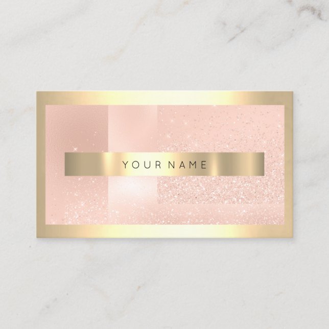 Champaign Gold Frame Metallic Sparkly Skinny Blush Business Card (Front)