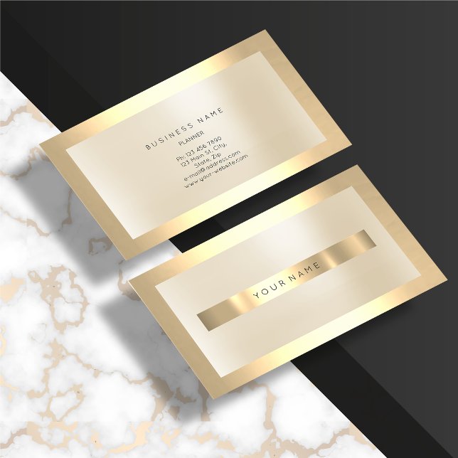 Champaign Gold Glass Frame Metallic Minimal Ivory Business Card (Champaign Gold Glass Frame Metallic Minimal Ivory Business Card)