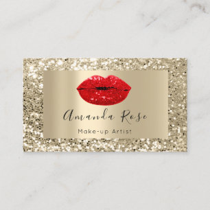 Champaign Gold MAKE-UP ARTIST RED KISS LIPS Appointment Card