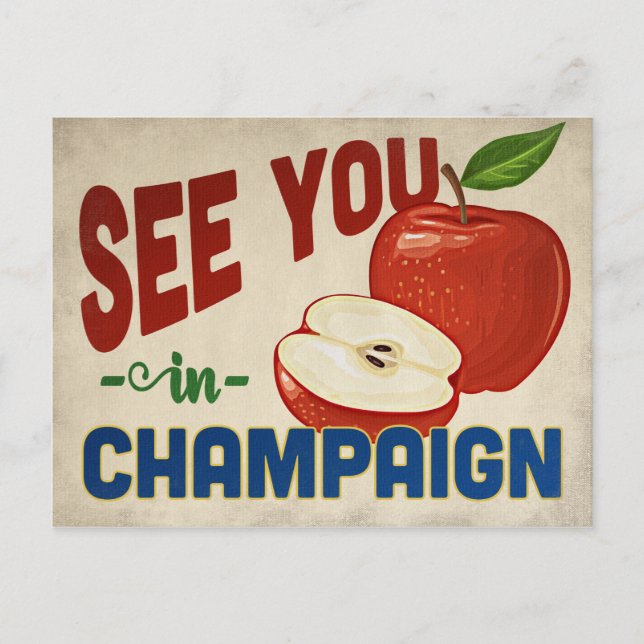 Champaign Illinois Apple - Vintage Travel Postcard (Front)
