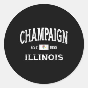 Champaign Illinois Il State Throwback Athletic Classic Round Sticker