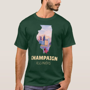 Champaign Illinois Map Oversized T-Shirt